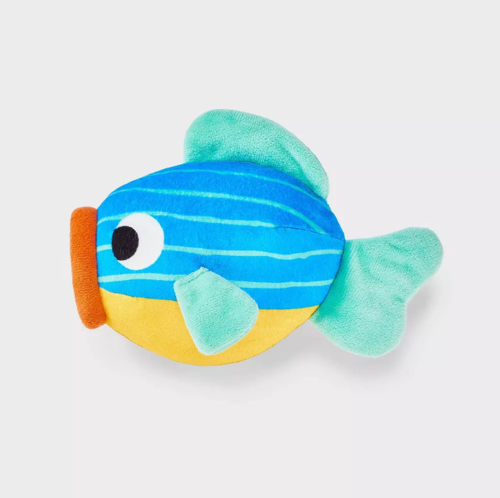 Juguete de peluche para perros con forma de pez robusto
