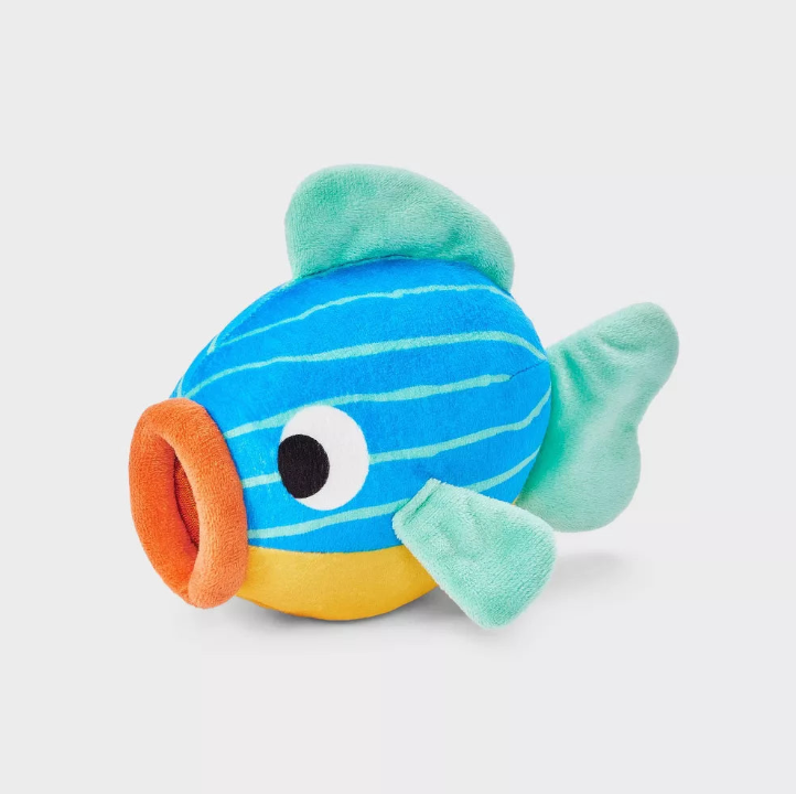 Juguete de peluche para perros con forma de pez robusto