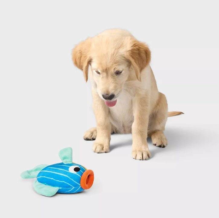 Juguete de peluche para perros con forma de pez robusto