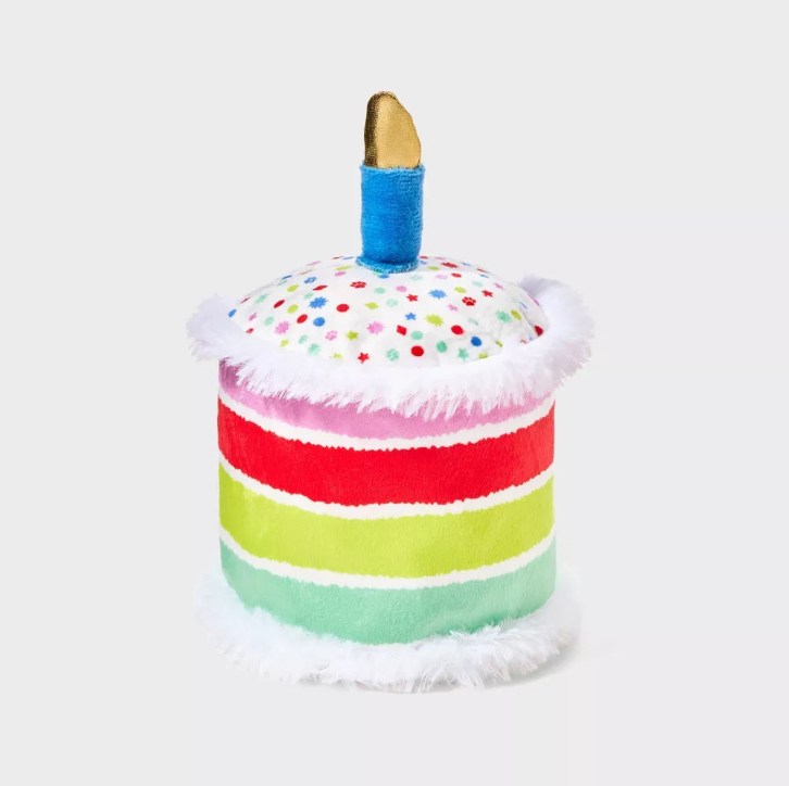 Juguete de peluche para perros con forma de tarta de cumpleaños